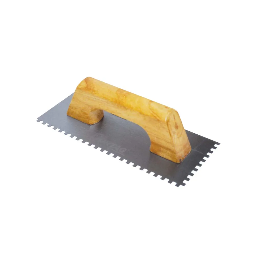 Desempenadeira Aço Inox – 10 mm x 10 mm (3/8″ x 3/8″) com cabo de madeira